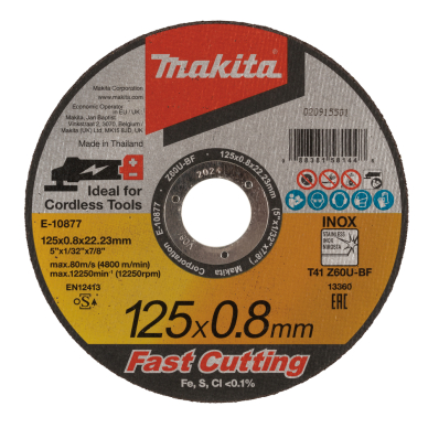 Pjovimo diskas Makita E-10877-12, 125 x 0,8 x 22,23 mm, Z60U, 12 vnt.