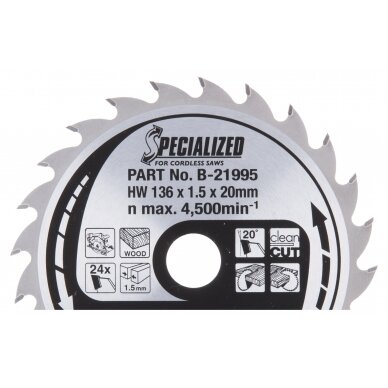 Pjovimo diskas 136x20x1,5mm 24T 20° DSS501 Makita B-21995