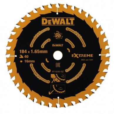 Pjovimo diskas Dewalt DT10303-QZ, 184x1,65x16,0 mm; Z40; 20°