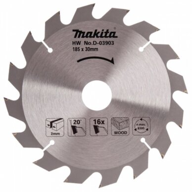 Pjovimo diskas 185x30/20/16x2,0mm 16T 20° 5704R 5705R Makita D-03903 1