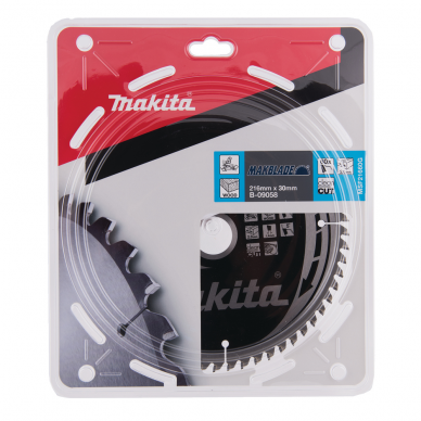 Pjovimo diskas  216x30x2,3mm 60T 5°  Švariam pjūviui Makita B-09058 1