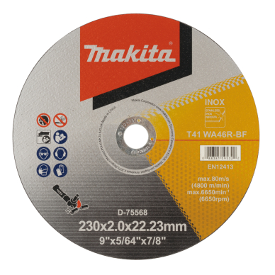 Pjovimo diskas Makita D-75568, 230X2MM, (WA46R), INOX