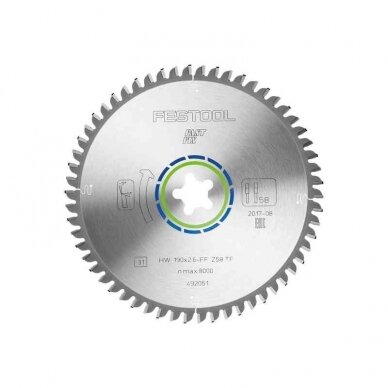 Pjovimo diskas ALUMINIUM/PLASTICS Festool HW 190x2,6 FF TF58 (492051) 1