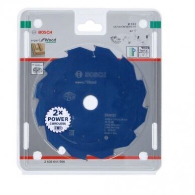 Pjovimo diskas Bosch Expert for Wood, 165x20x1.5/1x12T, 2608644506 1