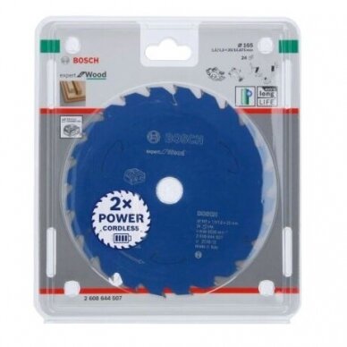 Pjovimo diskas Bosch Expert for Wood, 165x20x1.5/1x24T, 2608644507 1