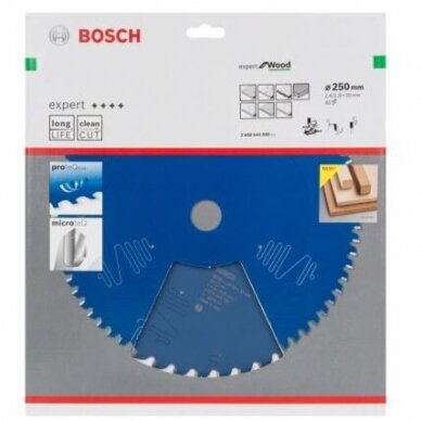 Pjovimo diskas Bosch Expert for Wood, 250x30x2,4 mm, Z40, 2608644080 1