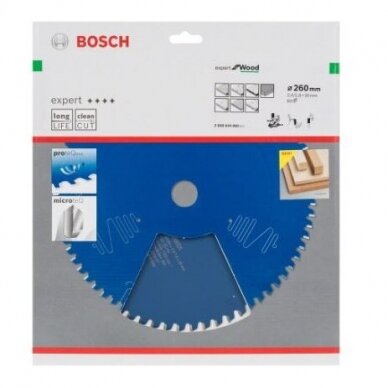 Pjovimo diskas Bosch Expert for Wood, 260x30x2,4 mm, Z60, 2608644082 1