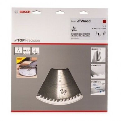 Pjovimo diskas Bosch Expert for Wood, 305x30x2,3 mm, Z72, 2608642103 1