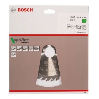 Pjovimo diskas Bosch Optiline Wood, 165x30, 2608640603 1