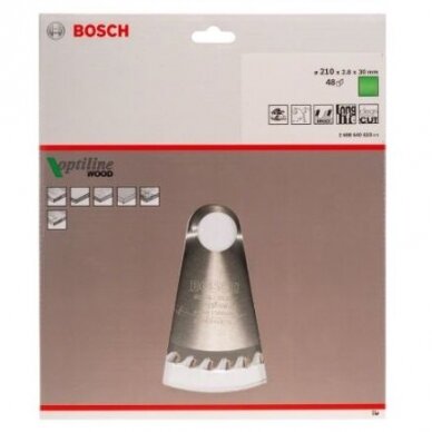 Pjovimo diskas Bosch Optiline Wood, 210x30, 2608640623 1