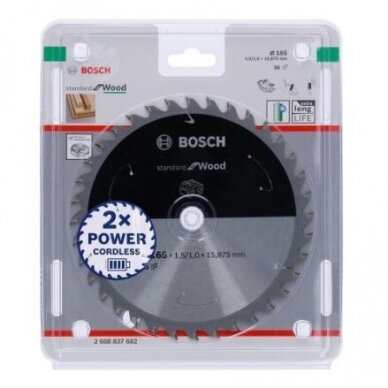 Pjovimo diskas Bosch Standard for Wood, 165x20/16x1.5/1.0x12T, 2608837684 1