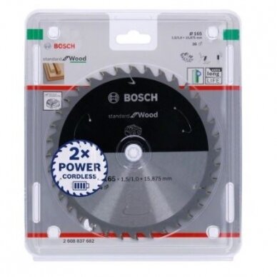 Pjovimo diskas Bosch Standard for Wood, 165x20x1.5/1.0x24T, 2608837685 1