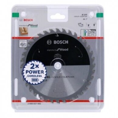 Pjovimo diskas Bosch Standard for Wood, 165x20x1.5/1.0x48T, 2608837687 1