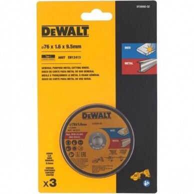 Pjovimo diskas DeWalt DT20592-QZ, 76mm, 3vnt.