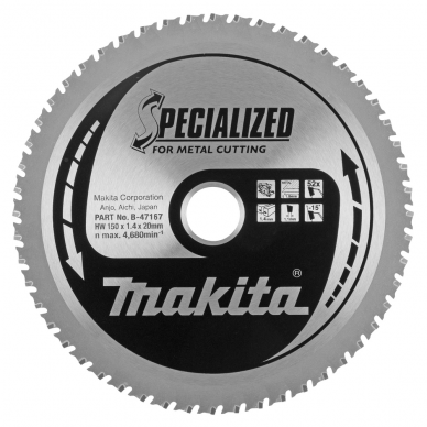 Pjovimo diskas SPECIALIZED 150X1.4X20mm -15° T52 Makita 	B-47167