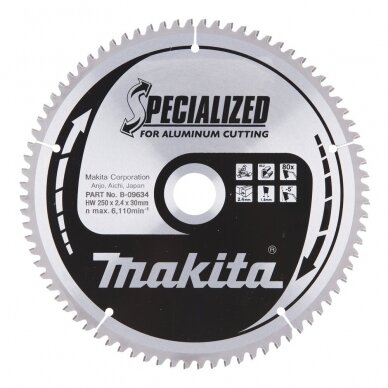 Pjovimo diskas aliuminiui Makita B-09634, 250x2,4x30mm; Z80 1