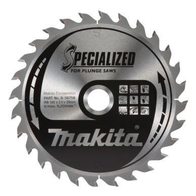 T.C.T. pjūklas SPECIALIZED Makita B-56758, 165X2X20mm 15° T28