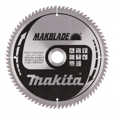 Pjovimo diskas Makita MAKBLADE B-09070, 260x2,3x30 mm, 80T, 5°