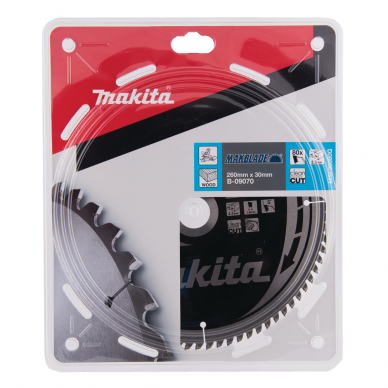 Pjovimo diskas Makita MAKBLADE B-09070, 260x2,3x30 mm, 80T, 5° 2