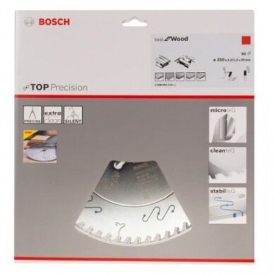 Pjovimo diskas medienai Bosch, 250x30x3,2 mm, Z60, 2608642112 1