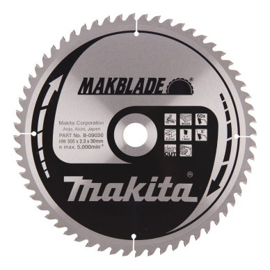 Pjovimo diskas MAKBLADE 305X2.3X30mm 5° T60 Makita B-09036