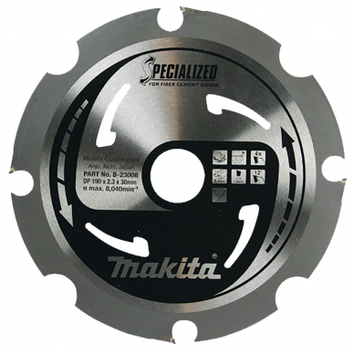 Pjovimo diskas SPECIALIZED 190X2.3X30 mm, 12° T4 Makita B-23008