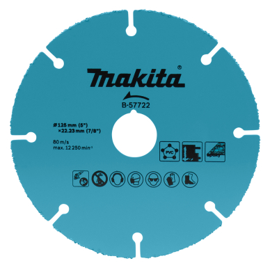 Pjovimo diskas su kietmetalio grūdeliais Makita B-57722, 125 mm