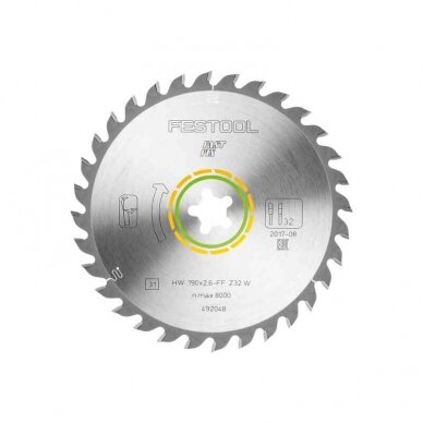 Pjovimo diskas WOOD UNIVERSAL Festool HW 190x2,6 FF W32 (492048) 1