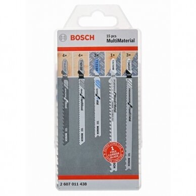 Pjūklelių komplektas Bosch MultiMaterial, 15 vnt., 2607011438