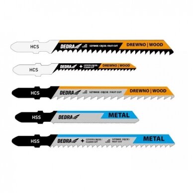 Pjūklų geležčių rinkinys medienai ir metalui Dedra 08T001, 2x100; 2x77; 1x76, 5 vnt.