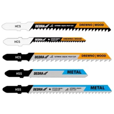 Pjūklų geležčių rinkinys medienai ir metalui Dedra 08T001, 2x100; 2x77; 1x76, 5 vnt. 1