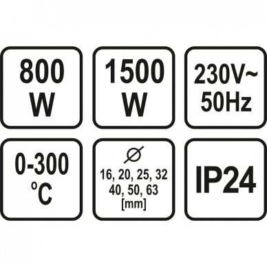 Plastikinių vamzdžių (PVC) suvirinimo aparatas Sthor, 0-300C 6