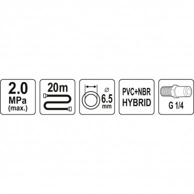 Pneumatinė žarna, Hybrid Yato YT-24231, 6,5mmx20m 2