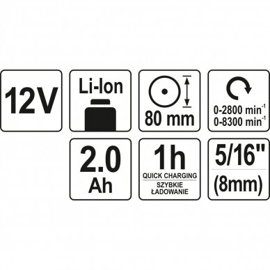 Akumuliatorinis poliruoklis Yato, 12 V, 2,0 Ah 5