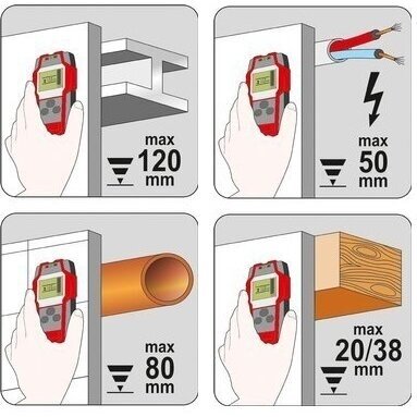 Profilių / drėgmės / įtampos aptikimo detektorius Yato YT-73138 1