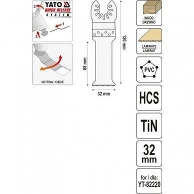 Priedas daugiafunkciniam įrankiui Yato 120mm ilgio (MEDŽIUI, PLASTIKUI) 2