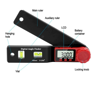Reguliuojamas skaitmeninis kampainis+gulsčiukas 180mm