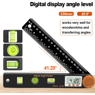 Reguliuojamas skaitmeninis kampainis+gulsčiukas 230mm 2