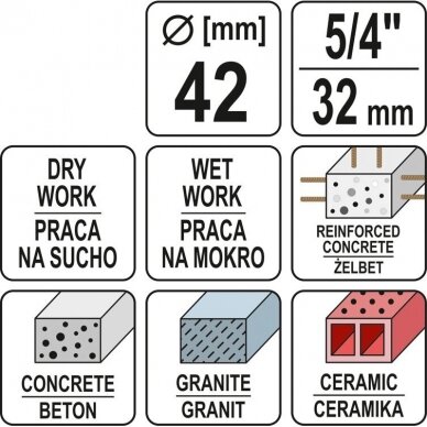 Sauso / šlapio gręžimo karūna Yato YT-60372, 1 1/4", 430/42mm 2