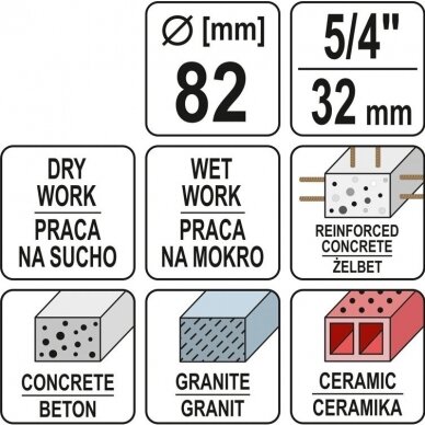 Sauso / šlapio gręžimo karūna Yato YT-60375, 1 1/4", 430/82mm 3