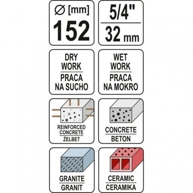 Sauso / šlapio gręžimo karūna Yato YT-60378, 1 1/4", 430/152mm 3