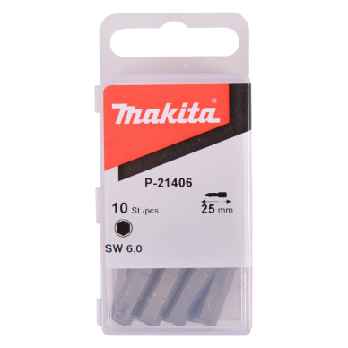 Šešiakampis sukimo antgalis Makita P-21406, 25x6 (10 vnt.)