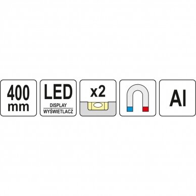 Skaitmeninis gulsčiukas su LED Yato, 400 mm 5