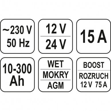 Skaitmeninis pakrovėjas Yato 12 / 24 V užvedimo funkcija (boost) 2