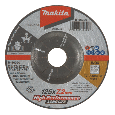 Šlifavimo diskas Makita B-56390. 125X7,2 AZ24N-BF, RST (INOX)