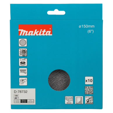 Šlifavimo tinklelis Makita D-78732 su aliuminio oksido danga, 150mm A180 1