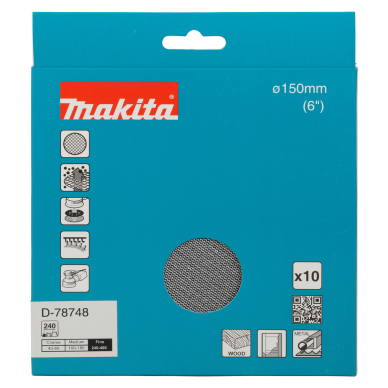 Šlifavimo tinklelis Makita D-78748 su aliuminio oksido danga, 150mm A240 1