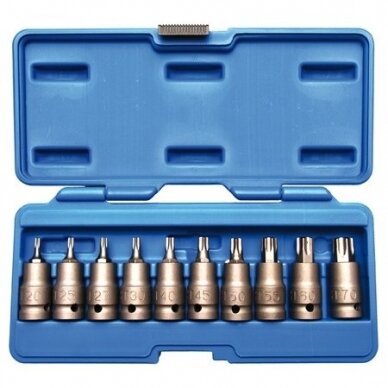 Smūginiai antgaliai BGS-TECHNIC (1/2"), T-Star (Torx) T20 - T70, 10 vnt