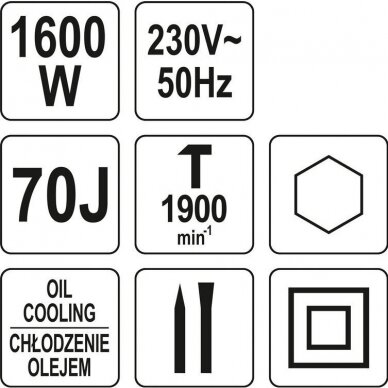 Smūginis griovimo / demontavimo plaktukas Yato YT-82002, 70J, 1.6kW 5