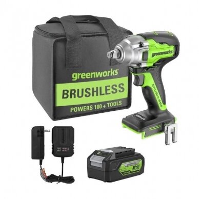 SMŪGINIS VERŽLIASŪKIS Greenworks GD24IW400K4, 24V, (4ah akumuliatorius ir kroviklis)